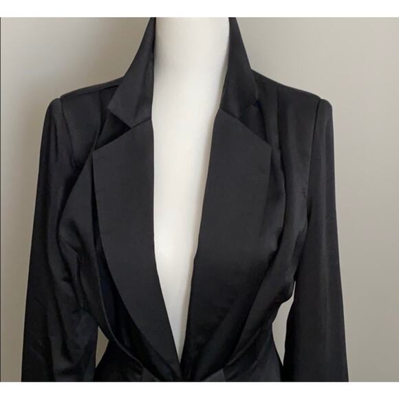 Lavish Alice Tie Front Notch Collar Duster Satin Trench Coat Jacket Size US 6 - Picture 10 of 10